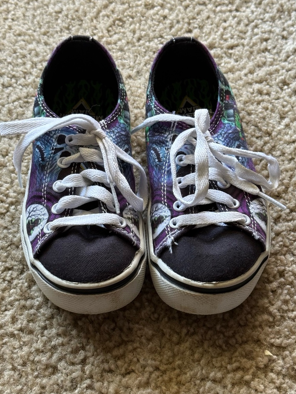 Toddler/Kids Monster Jam gravedigger Purple Patterned Canvas Lace-Up shoes
